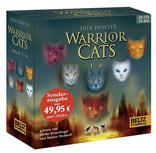 Warrior Cats 1-6: I, Folge 1-6, gelesen von Ulrike Krumbiegel und Marlen Diekhoff, Gesamtbox 28 CDs, 34 Std.5 Min.