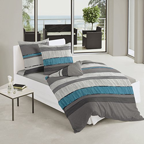 Bierbaum 6472_09 Mako-Satin-Bettwäsche Dessin, 135 x 200 cm und 80 x 80 cm, silber - 2