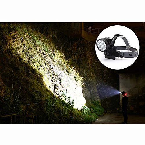 AIGUOZER® 7 LED 9800Lumen aufladbare Fahrradlicht Schweinwerfer mit 8800mAh Batterie Frontlichter Kopfleuchte Helmlampe Doppelzweck Standlicht Kopflichter Fahrradlampe vorne wasserdicht Kopflampe - 5