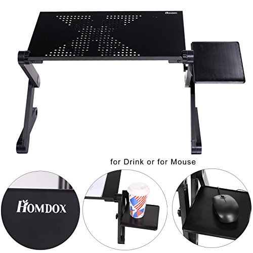 Homdox Einstellbare Laptop-Tisch Betttisch Notebook Lese Tisch aus Aluminium (Schwarz) - 7