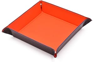 HDdais Dice Rolling Tray - Eco Friendly Leather Collapsible Dice Tray Catchall Change Key Wallet Coin Box Tray (Orange)