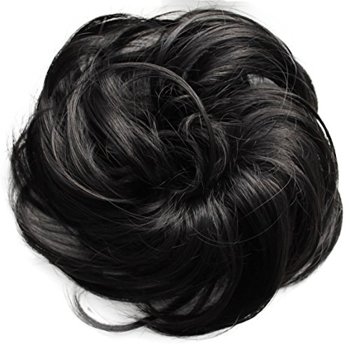 PRETTYSHOP Hairpiece Hair Rubber Scrunchie Scrunchy Updos VOLUMINOUS Wavy Messy Bun Black Brown #2 G41B