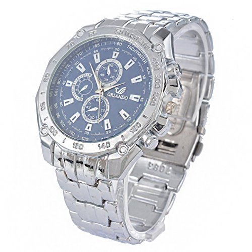 Souarts Herren Blau Silberfarbe Armbanduhr Quartz Analog mit Batterie Souarts Herren Blau Silberfarbe Armbanduhr Quartz Analog mit Batterie