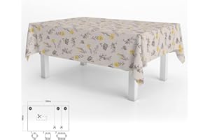 ORYX Mantel Hule Rectangular Flores Amarillas Impermeable Antimanchas PVC 140x250 cm. Recortable Uso Interior y Exterior