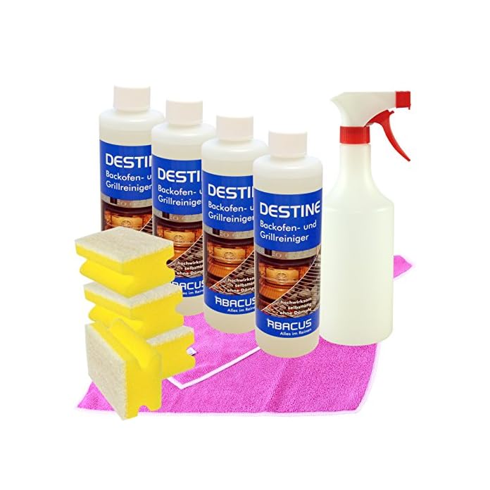 Destine 4er Set 7216 4x 500 Ml Destine 1x 750 Ml Sprhflasche Mit Sprhkopf 4x Haushaltsschwamm 1x Mft High Performance Tuch Pink Backofenreiniger Herdreiniger Ofenreiniger Abacus