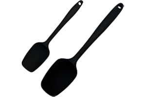 KIBON Spatule cuillère en silicone, 2 spatules pour wok, ustensiles de cuisine antiadhésifs avec noyau en acier pour la cuisine, une petite spatule et une grande spatule