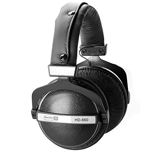 Superlux HD660 - Auriculares de Diadema Cerrados, Negro/Blanco
