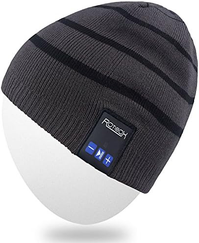 Mydeal Winter Unisex Adult Wireless Bluetooth Beanie Hat Cap Ear Covers with Headphones Headsets Earphones Speakers Music Audio Hands-free Phone Call for Sports Fitness Gym Exercise Workout - Gray