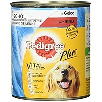 Pedigree Adult Plus Hundefutter Fischöl - Rind in Gelee, 12 Dosen (12 x 800 g)