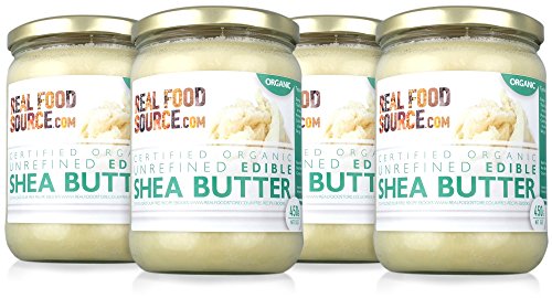RealFoodSource Certified Organic Unrefined Edible Shea Butter (4x450g/500ml (1.8kg/2 Litres))