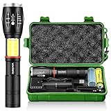 ✔【HIDDEN COB WORK LIGHT】 Ausgestattet mit kreativem Design ist unsere taktische Taschenlampe mit super hellem COB-Licht in der Seite verborgen. Geeignet für Nachtbeleuchtung, Camping und Outdoor. Sie können lange Zeit lesen oder arbeiten, ohne dass es zu einem Augendruck kommt Auch ein guter Helfer bei der Autoreparatur in der Nacht.