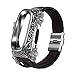 Produktbild Upxiang für Xiaomi Mi Band 4 Armband Retro Leder Ersatzband mit Silber Metall Lünette Smart Watch Uhrenarmband Sport Wrist Band Strap