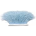 FQTANJU 2 Yards Soft & Natural Ostrich Feathers Fringe Trims Ribbon Used for Dress, Sewing, Craft Clothing, Lighting Decoration, Clothing DIY, etc. (Light Blue)