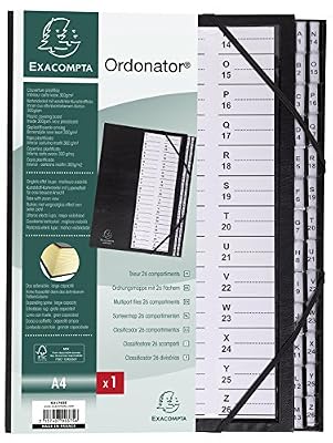 Exacompta Trieur alphanumérique 26 compartiments couverture plastifiée