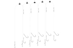 Luroad 5pcs Sea Fishing Pulley Rigs, Single & Double Hooks, Sizes 1/0, 2/0, 3/0, Black, Nickel