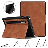 Durch den einzigartigen Klappdeckel der Hülle mit drei rutschfesten Rillen, lässt sich das iPad auf unterschiedliche Winkel einstellen, dabei bequemes Tippen, Videos anschauen.