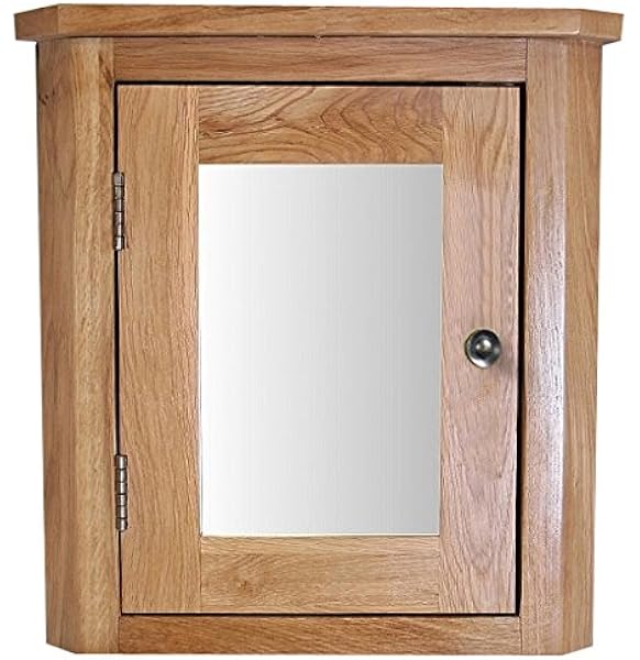 Clickbasin Solid Oak Wall Mounted Mirror Cabinet In Natural Oak 450mm High Corner Bathroom Storage Amazon Co Uk Kitchen Home