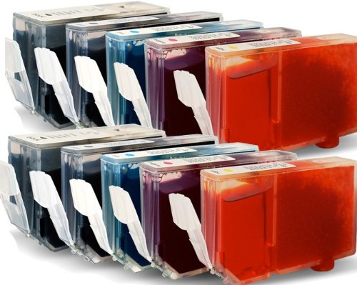 10x Druckerpatronen-Set Mit CHIP für Canon Pixma MP 610 (je Farbe 2 Patronen) - mit Chip kompatibel für MP610, 2x26ml,8x13ml