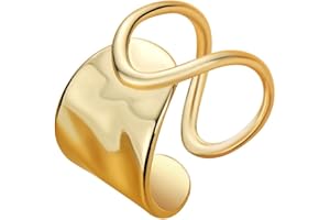 XJRUIXI Déclaration plaqué or géométrique bague irrégulière femmes femme bijoux coréens à la mode grosse bague de bande