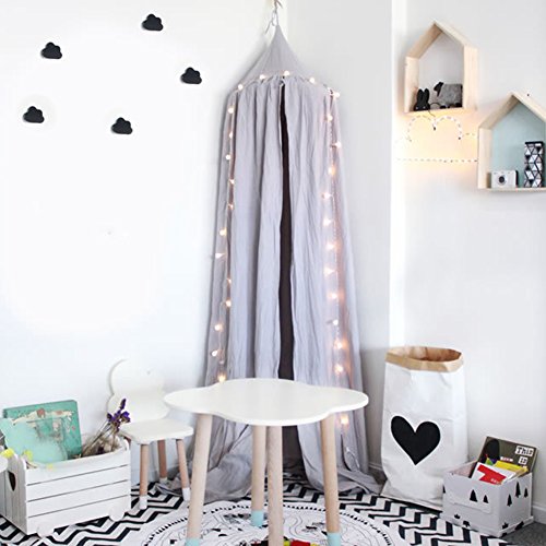 Preisvergleich Produktbild Betthimmel für Kinder / Babys, Baldachin, Moskitonetz zum Aufhängen, Bett- / Schlafzimmerdekoration, Vorhänge, Bett-Überdachung, Spiel- und Lesezelt für innen und außen, Insektenschutz, Höhe 240 cm (Grau)