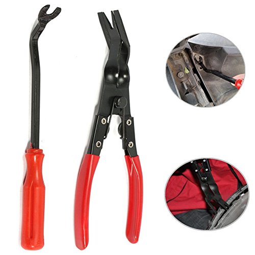 2 PCS Clip Zange, Verschluss Zangen-Set, Verschluss Entferner Steel Trim Panel Clip Staple Polsterung Entfernung Zange zerlegen Fahrzeug Repair Kits für Auto Tür - 2