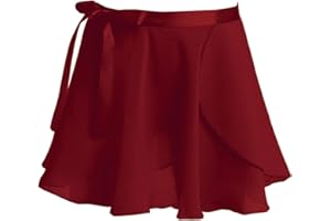 JEATHA Kids Girls Classic Pull-on Chiffon Wrap Skirt with Waist Tie Ballet Dance Athletic Tutu Mini Skirt