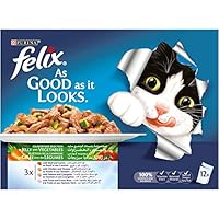 Felix As Good as it Looks Jelly With Vegetables Wet Cat Food Pouch, 100 gm - Pack of 12