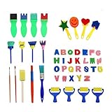 Material Seguro: el juego de paiting está hecho de esponja de alta calidad y cepillos de EVA con mango de plástico, duradero y no tóxico, de secado fácil y limpieza