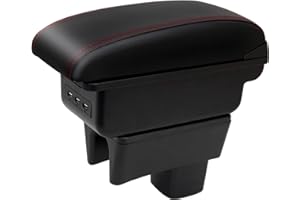 ‎YJYWZH YJYWZH Auto Armlehnen für Suzuki Swift Armlehne 2005-2024 Doppelschicht Mittelkonsole Große Aufbewahrungsbox mit 3 USB-Ladeanschluss Schwarz