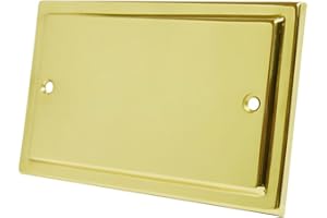 ALLIANCE ELECTRICAL Victorian Polished Brass Double Blank Plate - Electrical Blanking Plate 2-Gang