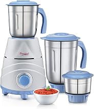 Prestige Tez (550 Watt) Mixer Grinder with 3 Stainless Steel Jars, White and Blue