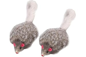 Pinicecore 2pcs Chat Souris Jouets Hochet Chat Fourrure Souris Jouets d'animaux Compagnie avec Hochets Jouets Chat Interactif Souris Jouet Chat pour Animaux Compagnie Chaton