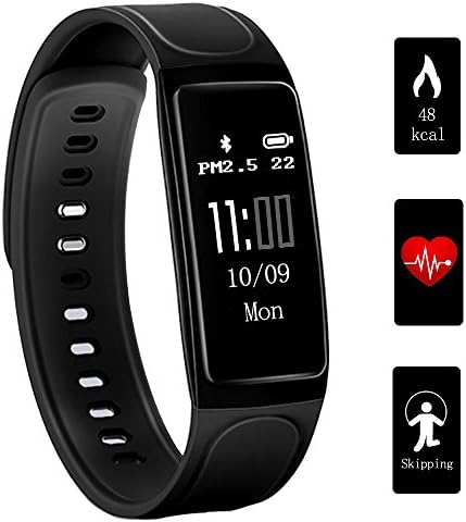 Teetox Fitness Tracker 0.96Inch OLED Heart Rate Monitor Smart Wristband Activity Tracker Smart Bracelet with Step Tracker/Calorie Counter/Sleep Monitor for iPhone iOS and Android Phone,Black