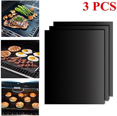 LyDecor 3PCS BBQ Grill Mat Durable, Non-Stick, Heat Resistant, Dishwasher Safe Barbecue Utensil for Gas Charcoal Micro Oven Electric Grill 16'' x 13''