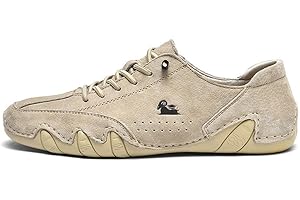 ASIFN Mocasines de Cuero Transpirables con Suela de Goma para Hombre Zapatos de Moda con Cordones Zapatos de Barco Zapatillas de Deporte Planas y Ligeras