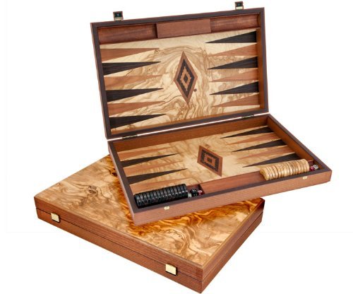 Preisvergleich Produktbild Manopoulos Luxus Olive Wurzelholz Backgammon Set