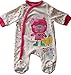 0-3 months - Baby Girls Gorgeous Light Cream and Pink Rainy Days Bear with Multicoloured Spots Velour Sleepsuit Onesie