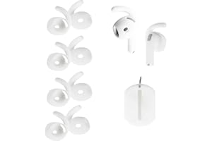 Adhiper 4 Pairs Ear Hooks for AirPods 4【Added Storage Pouch and carabiner】Anti-Slip Sports Ear Hooks Earbuds Accessories Compatible with AirPods 4th Generation (White)