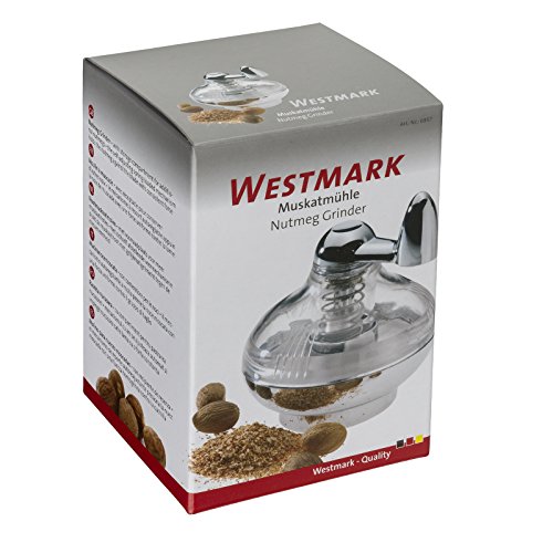 Westmark Muskatmühle mit Vorratsfläche für bis zu 9 Muskatnüsse, Kunststoff/Rostfreier Edelstahl, Silber/Transparent, 69572260 - 2
