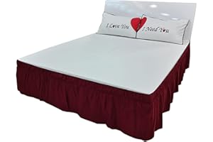 Yolispa Bettrock mit Rüschen, elastische Rüschen, umlaufender Bettrock mit 17,8 cm Länge, 1 gerüschter Bettrock mit Rüschen, Falten und verblassen Falten und verblasst gerüscht, seidiger, luxuriöser