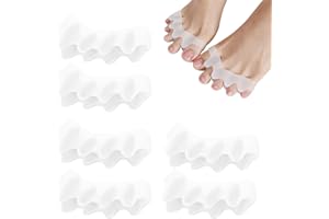 YCLFHOO Toe Spacers 6 PCS Toe Separators for Women,Toe Spacers for Men to Relax Your Toes,Corrector to Correct Toe Bunion, Yoga Toes Silicone Toe Separators-White
