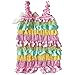 TiaoBug Baby Girls Lace Spaghetti Ruffle Romper Holiday Bowknot Tiered Bodysuit Outfits 12-18 Months Multi-color Stripes