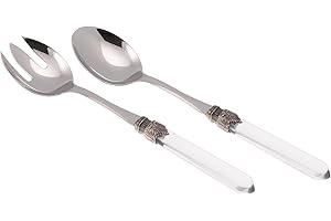 Rivadossi Sandro 4002I03 Set di Posate per Insalata, 2 Pezzi - Venezia - 100% Made in Italy, Artigianalità e Design, Acciaio Inox 18/10,Trasparente