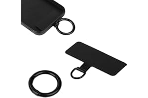 LUTER Telefon Halteband Patch, Schwarzes Metall Handy Lanyard Pads mit 1 Metallfederring Robust Handy Tether Table Telefon Lasche für Handy Ersatzteil