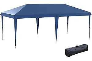 Outsunny Carpa Plegable Gazebo 6x3 m Cenador Plegable con Altura Ajustable en 3 Niveles Toldo Anti-UV y Bolsa de Transporte para Camping Fiestas Azul