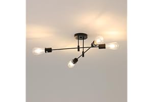 Osairous Sputnik Deckenleuchten, Deckenleuchten 4 Arme Durchmesser 60cm Kronleuchter, 180 ° verstellbare Deckenleuchter für Loft Esszimmer Wohnzimmer, Schwarz