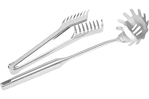 UNIFUN Set da portata per spaghetti in acciaio , 2 pezzi, pinza per spaghetti in acciaio , forchetta da portata per pasta