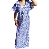 Indiatrendzs Women's Cotton Nighty Printed Sleepwear Maxi Nightgown (Chest : 52")