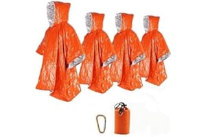 Ninth C Survival Ponchos Thermal Mylar Poncho for Outdoor Activities Camping Hiking 100 x 135 cm Pack of 2