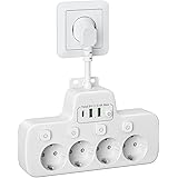 Grenuttag med Strömbrytare, Flera Uttag Strömlist USB C Eluttag för Vägguttag 4 Uttag och 3 USB Laddare Uttagsadapter Multipe